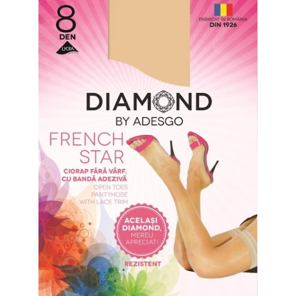 Ciorapi pentru sandale cu banda Diamond French 8 den